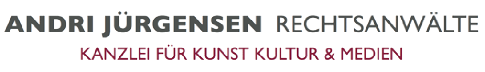 Logo von Rechtsanwalt Andri Jürgensen, Kooperationspartner von 'Künstler für Künstler', repräsentiert durch ein Firmenlogo oder Porträt, symbolisch für die starke Partnerschaft und Zusammenarbeit im künstlerischen Sektor.